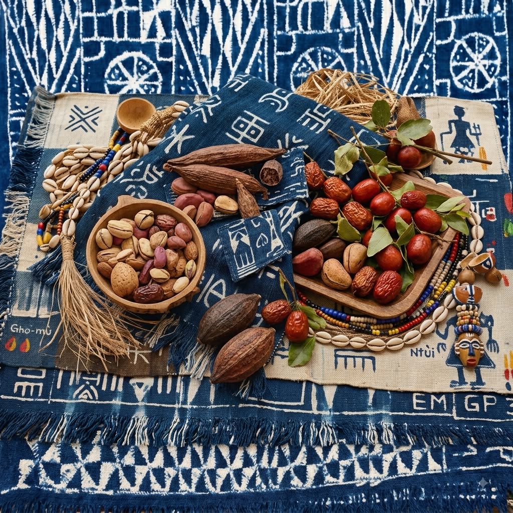 Pagne ndop bamiléké avec cola et cauris.